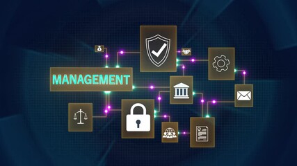 MANAGEMENT and secure technology governance. businessman using digital tablet with ai ethics interface and cybersecurity representing ethical artificial intelligence, 4k animated motion video. . - Powered by Adobe