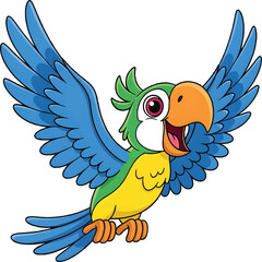 Cheerful Blue and Yellow Parrot in Flight