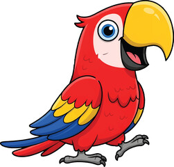 Bright Red Parrot with Blue and Yellow Feathers