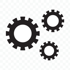 Gear icon. Setting symbol. Cogwheel Transparent background.