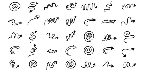 Arrow Collection Hand Drawn Directional Design Elements Doodle Arrow Symbols Sketch Arrows Vector Graphics Sign Icon