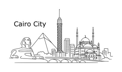sketch drawing of cairo city - continous line (artwork 1) © mr.mmz