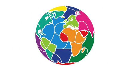 Naklejka premium vector of globe made from colorful geometric paint shapes — art uniting the world