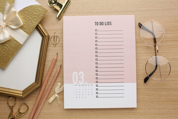 Desktop calendar on a modern desktop. Schedule and time planning in office and business.
