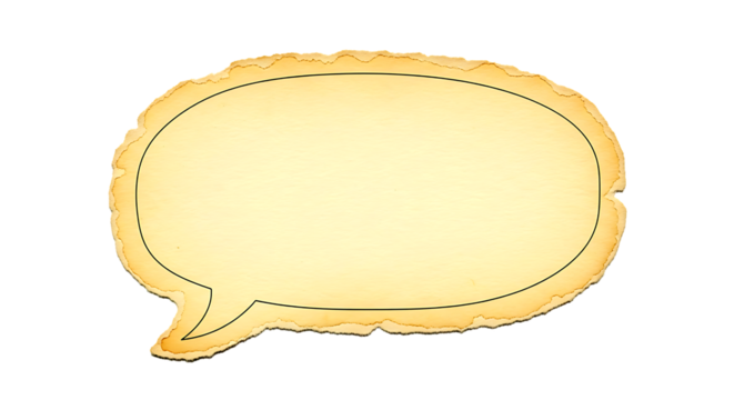 Empty vintage speech bubble with distressed textured paper and dark background for creative copy space