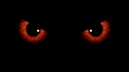 red Angry Evil Eyes blinking and Looking from Dark bird eyes owl eyes in night horror eagle animal ghost car eyes, loopable Cartoon Animation Black Background 4k