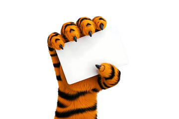 3D Tiger Paw Holding a Blank Card