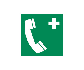 ISO 7010 E004 Emergency telephone sign. Safety condition sign pictogram vector design and illustration.

