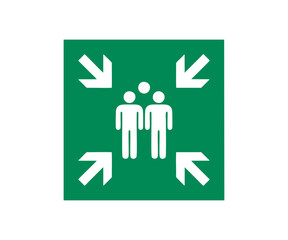 ISO 7010 E007 Evacuation assembly point sign. Safety condition sign pictogram vector design and illustration.

