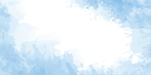 The main color in this image is a soft sky blue or pastel blue, blended with white watercolor textures for cards, Brushstrokes and splashes.