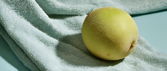 Whimsical Honeydew Melon with Relaxing Sheet Mask Tucked Under Towel
