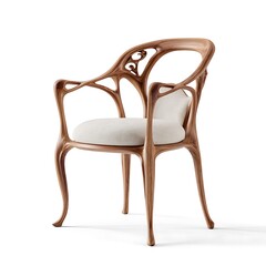 ornate sculptural Art Nouveau wooden armchair design
