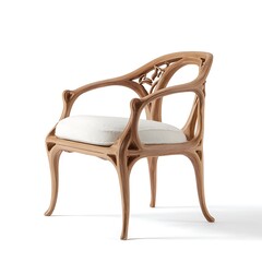 Art Nouveau inspired sculptural armchair wood frame
