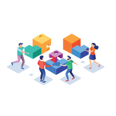 Engaging 3D isometric illustration symbolizing teamwork, collaboration, and problem-solving. Perfect for business presentations and marketing materials!
