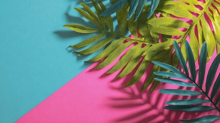 Stunning Tropical Leaves Shadow Effect Sand Background Top View Minimal Summer Flat Lay
