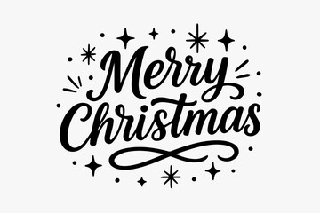 Merry Christmas stylized typography with festive stars and sparkles, perfect for holiday greetings and decorations
