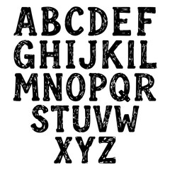 Distressed Alphabet Vector Grunge Style Letters A to Z for Unique Designs