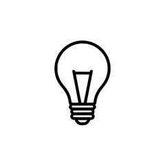 Fototapeta premium A simple black and white line drawing of a light bulb with a visible filament and base design element