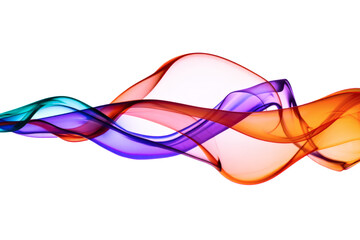 Dynamic semi-transparent fluid wave in coral, teal, and violet tones on a light base. Glass-like ribbons with smooth motion energy on a transparent background. PNG overlay for UI or tech design