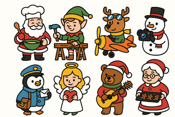 Charming christmas characters ready for holiday festivities and fun