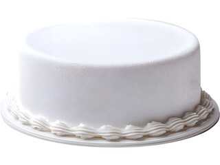 Simple white round cake isolated on transparent background, ideal for bakery, celebration, or minimal design projects.