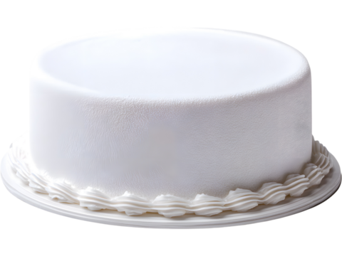 Simple white round cake isolated on transparent background, ideal for bakery, celebration, or minimal design projects.