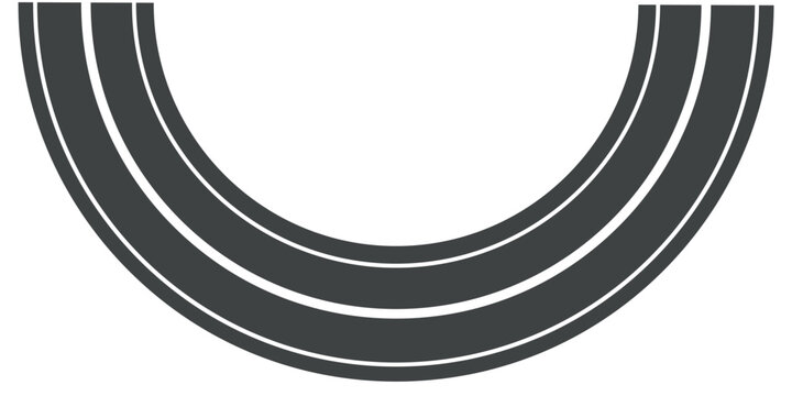 Vector road with white line, 3d winding road on a white isolated background. Road way location infographic template, simple curved road vector illustration.