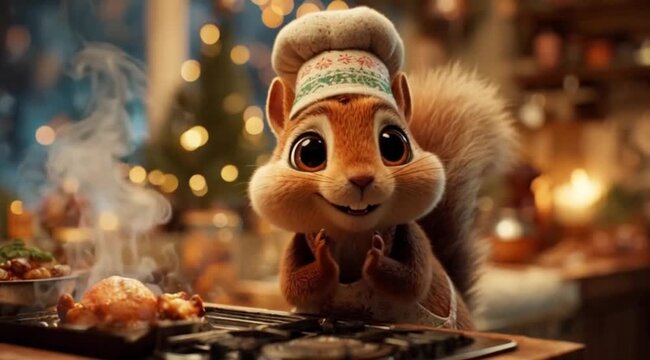 Ardillas en cena de navidad