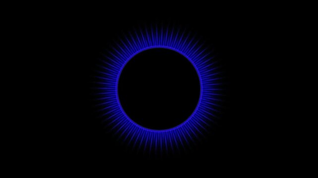 Blue eclipse sun circle space energy with rotating loop animation on black background