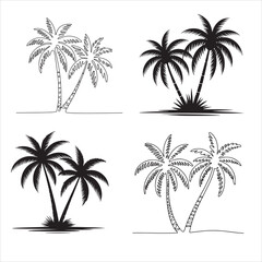 Fototapeta premium Set of Tropical Palm Tree Silhouettes Ideal for Summer Travel & Vacation Designs