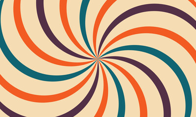 Retro swirl pattern with vintage colors and psychedelic sunburst effect