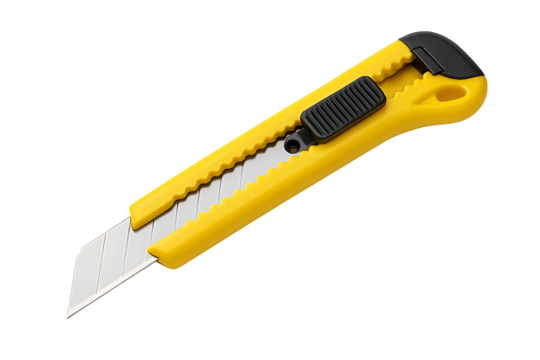 Retractable box cutter isolated on transparent background