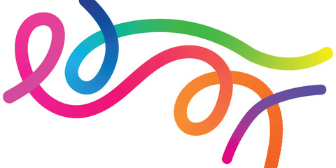 abstract colorful intertwined ribbons with flowing loops and curves in rainbow gradient colors