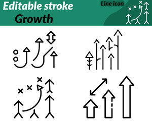 A symbolic icon representing progress development and success. It features a rising arrow bar chart a young plant sprouting from soil. showing both business and natural growth. The design emphasizes.