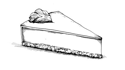 PNG Minimalist Cake Slice Line Drawing Sketch Illustration Isolated on Transparent Background