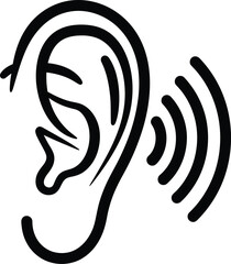 Human ear listening icon in vector format