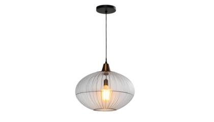 A realistic PNG of a hanging ceiling lamp — a stylish pendant light with a warm yellow bulb, suspended from the roof. Perfect for interior design, home décor projects, and modern lighting visuals.