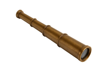 Fototapeta premium Vintage brass telescope isolated on transparent background