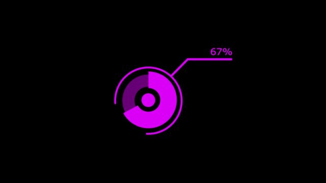 Loading icon animation 95% circle . 95 percent circle round chart info graphic , on a black background , with 4k video royalty free graphic animation.