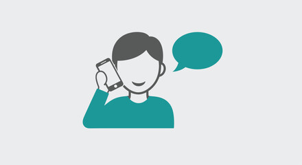 A simple illustration depicts a person talking on a mobile phone