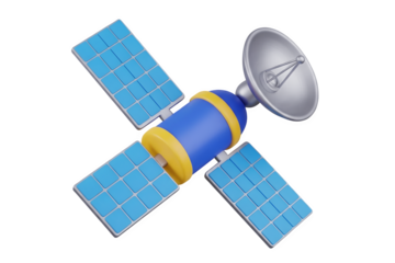 3d illustration of 3d render of a satellite with solar panels isolated on transparent background