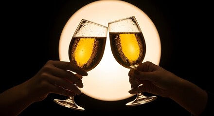 Celebration: two hands toasting with wine glasses
