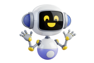 3d illustration of cute robot waving hello isolated on transparent background