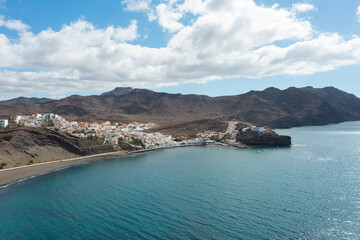 Aerial view of La Playita village on the coast of Fuerteventura, Canary Islands, Spain