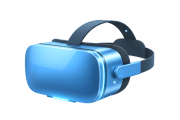 Blue virtual reality headset isolated on transparent background