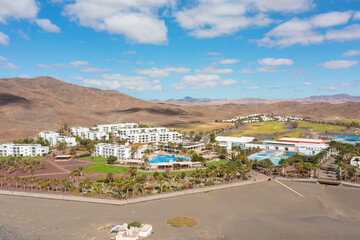 Aerial view of La Playita village on the coast of Fuerteventura, Canary Islands, Spain