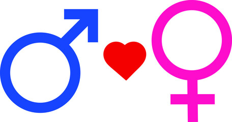 Male and female symbols with heart