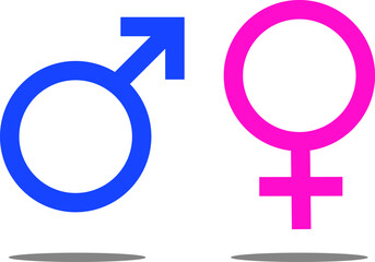 Male and female symbols with shadows