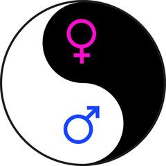 Yin-Yang with male and female gender symbols