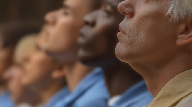 A diverse group of people in profile, attending an event or speech, representing inclusivity and the power of collective human expression and connection.
